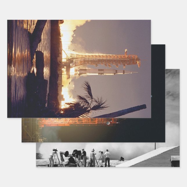 NASA Rocket Launch Photos Wrapping Paper Sheet (Set)