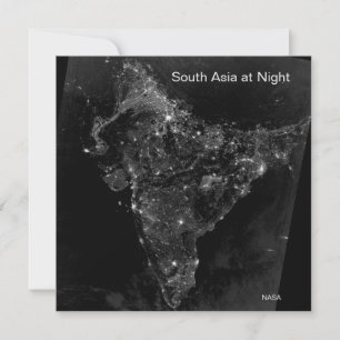 NASA Satellite Image, South Asia at Night  Card