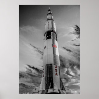 NASA Saturn V - USA Colour Splash Poster