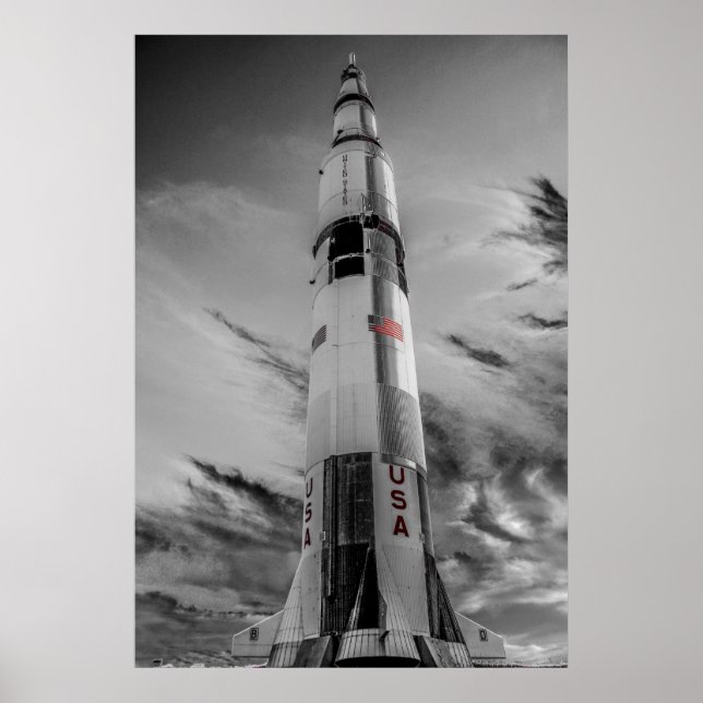 NASA Saturn V - USA Colour Splash Poster (Front)
