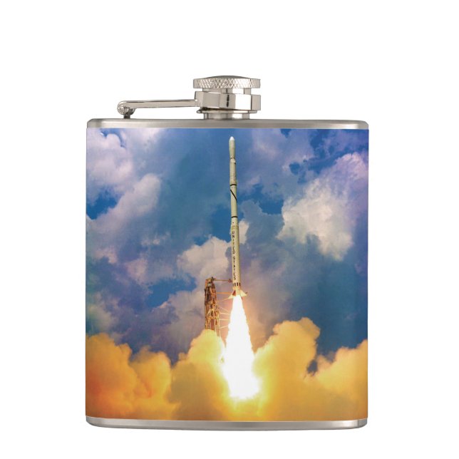 NASA Scout Rocket Launch Liftoff Hip Flask (Front)