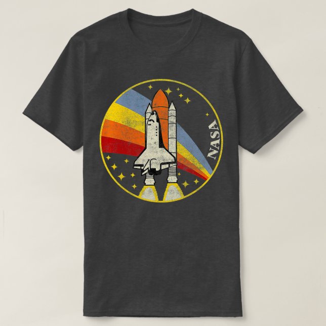 NASA Shuttle Launch Into Rainbow  T-Shirt (Design Front)
