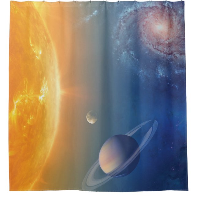 NASA Solar System Outer Space Collage Shower Curtain (Front)
