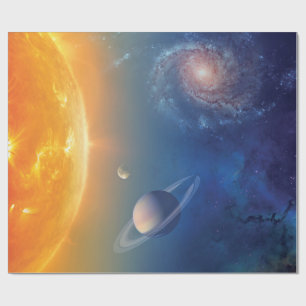 NASA Solar System Outer Space Collage Wrapping Paper