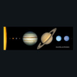 NASA Solar System Planet Sizes Chart, Enlarged Poster<br><div class="desc">This beautiful visual of the solar system shows the approximate sizes of the planets relative to one another. Illustration includes the sun, Mercury, Venus, Earth, Mars, Jupiter, Saturn, Uranus, and the dwarf planet Pluto. Enlarged by BeautifulSpace. Keep, edit, or delete the custom descriptive text. Makes a great personalised back-to-school, birthday,...</div>