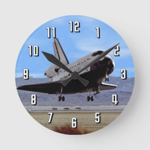 NASA Space Shuttle Atlantis Landing Edwards AFB Round Clock
