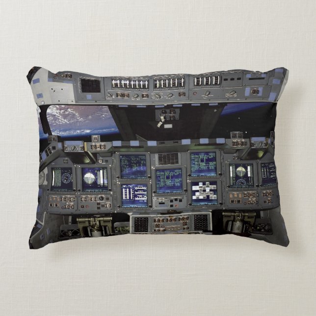 NASA Space Shuttle Cockpit Earth Orbit Window View Decorative Cushion (Front)