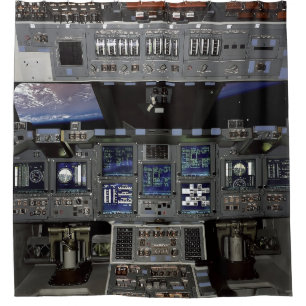 NASA Space Shuttle Cockpit Earth Orbit Window View Shower Curtain