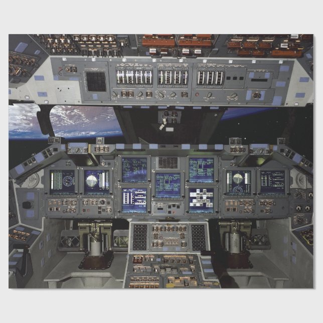 NASA Space Shuttle Cockpit Earth Orbit Window View Wrapping Paper (Flat)
