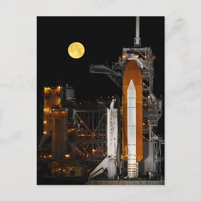 NASA Space Shuttle Discovery under a full moon Postcard (Front)