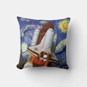 NASA Space Shuttle Launch Van Gogh Starry Night Cushion