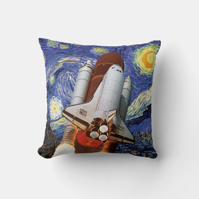 NASA Space Shuttle Launch Van Gogh Starry Night Cushion (Front)