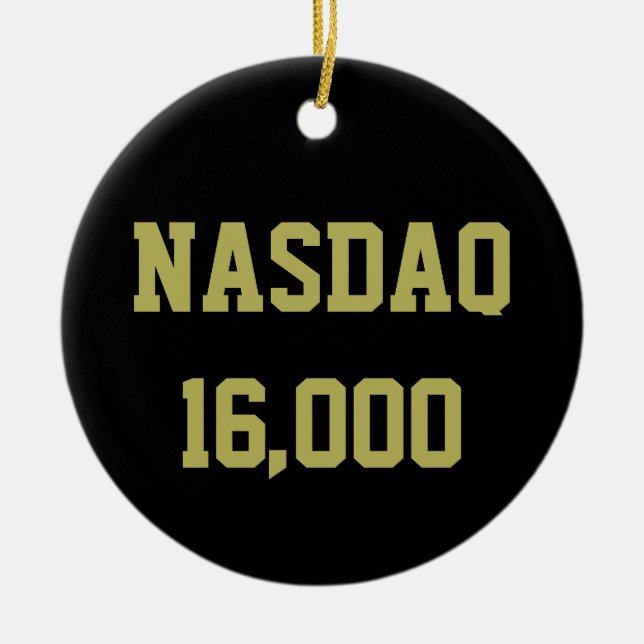 NASDAQ 16000 Stock Market Celebration Ceramic Ornament (Front)