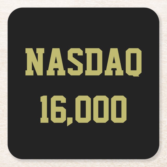 NASDAQ 16000 Stock Market Celebration Square Paper Coaster (Front)