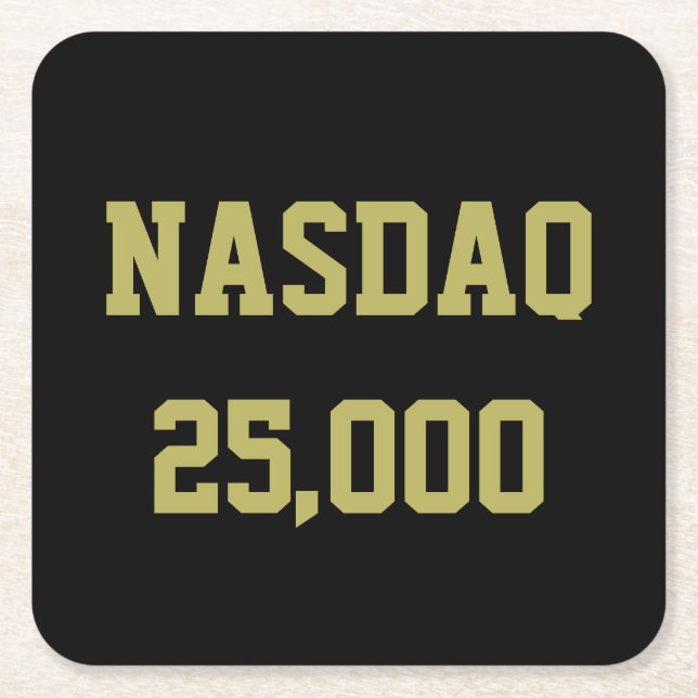 NASDAQ 25000 Stock Market Celebration Square Paper Coaster (Front)