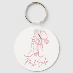 Nash Bach Bachelorette Design   Pink Cowboy Boots  Key Ring