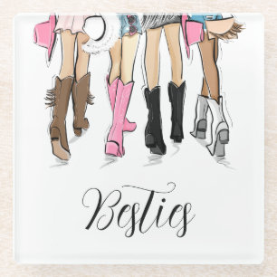 Nash Bash Bachelorette Fashion Cowboy Boots Glass Coaster
