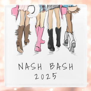 Nash Bash Bachelorette Fashion Cowboy Boots Glass Coaster