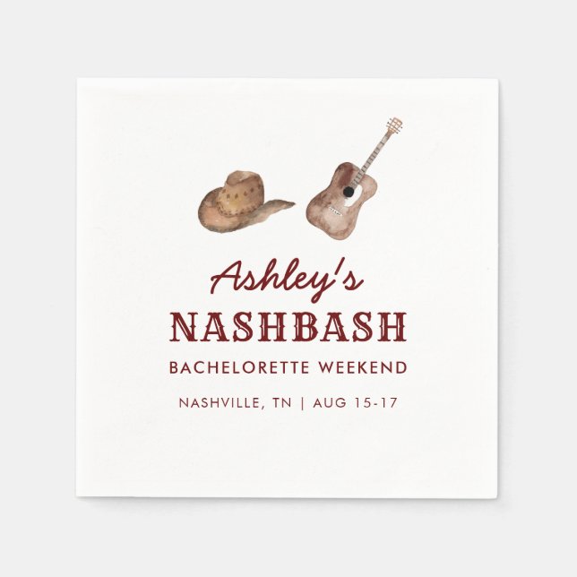 Nash Bash Nashville Bachelorette Party Weekend Napkin (Front)
