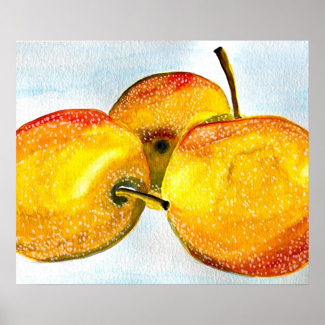Nashi pear watercolor fruit art poster (Front)