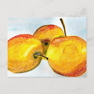 Nashi pears yellow watercolor fruit postcard
