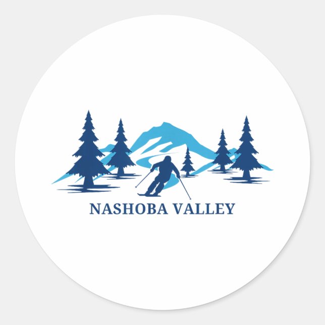 Nashoba valley massachusetts ski resort skiing classic round sticker (Front)