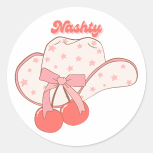 Nashty Cowboy Hat Design   Cute Girly Western Humo Classic Round Sticker