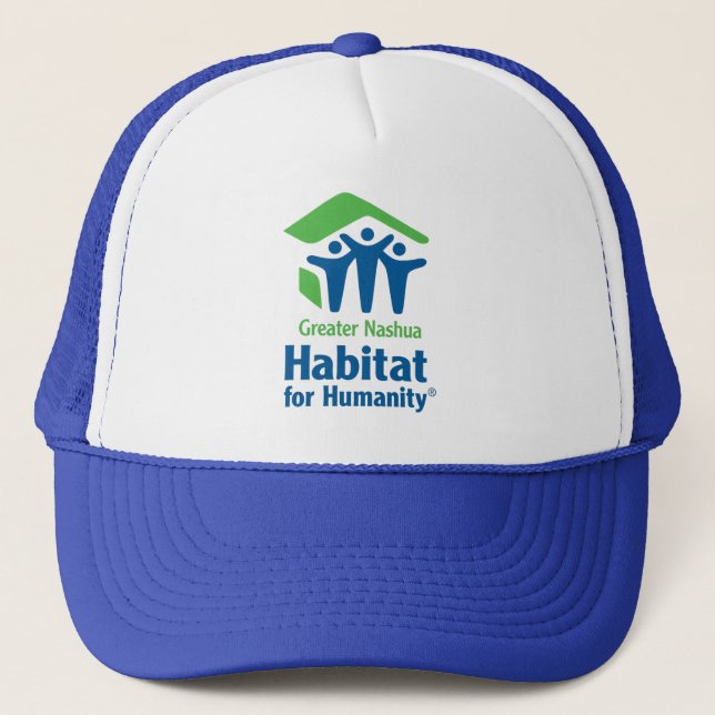 Nashua Habitat Green/Blue logo Trucker Hat (Front)