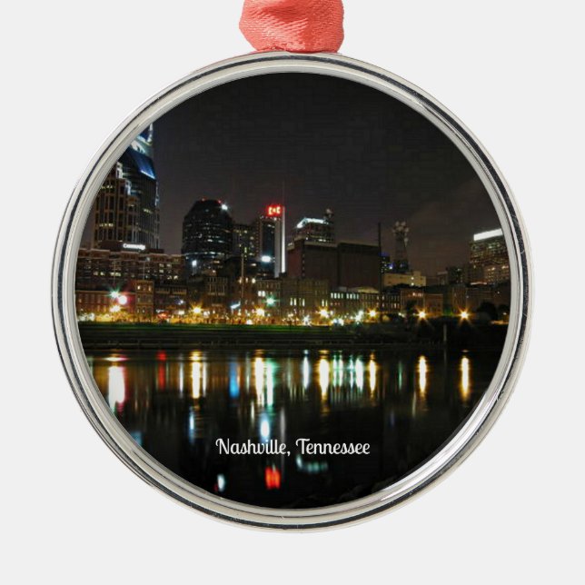 Nashville at Night Metal Tree Decoration (Front)