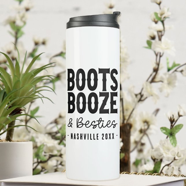 Nashville Bachelorette Boots Booze Besties Custom Thermal Tumbler (Creator Uploaded)