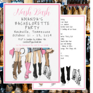 Nashville Bachelorette Fashion Weekend Itinerary Invitation