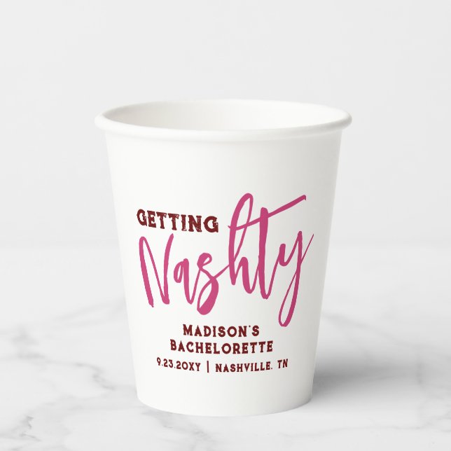 Nashville Bachelorette Get Nashty Personalised Paper Cups (Front)