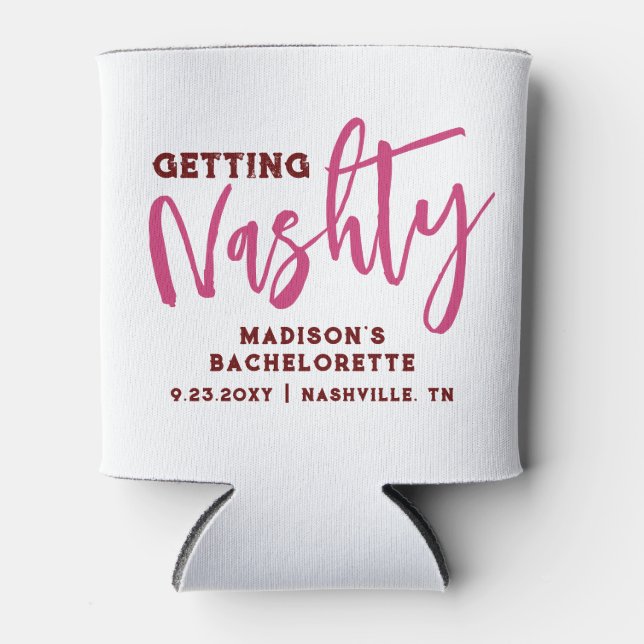 Nashville Bachelorette Getting Nashty Personalised Can Cooler (Front)