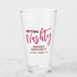 Nashville Bachelorette Getting Nashty Personalised Glass<br><div class="desc">Personalised Bachelorette Party or Girls Weekend Friends Trip Custom Beer Pint Glasses with editable text and wording with trip date,  destination or location,  name,  and fun quote like "Getting Nashty" in pink and burgundy.</div>