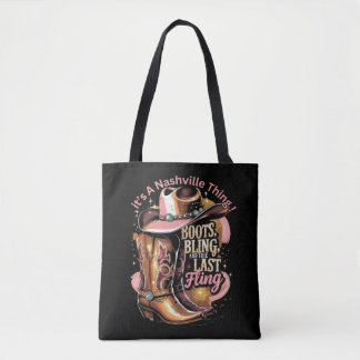Nashville Bachelorette Party -“Boots, Bling, " Tote Bag