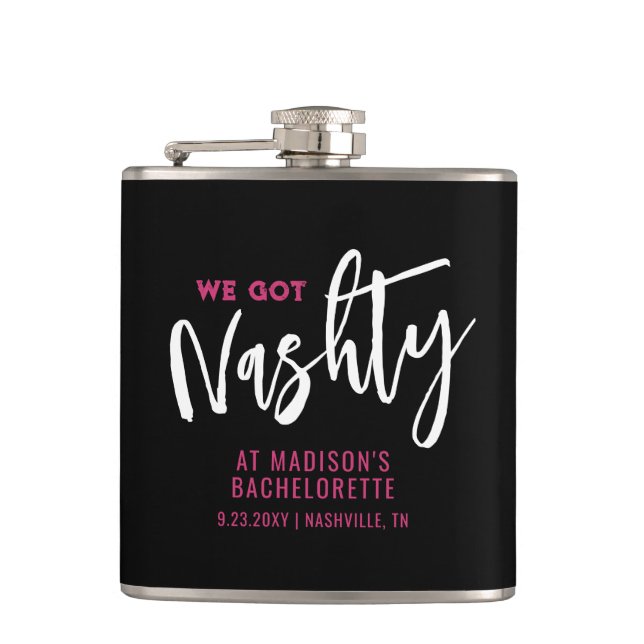 Nashville Bachelorette Personalised Favour Hip Flask (Front)