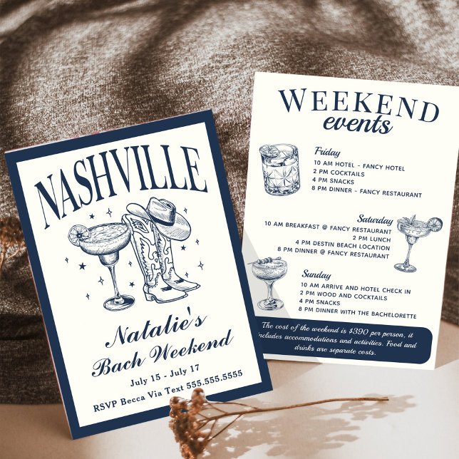 Nashville Bachelorette Rodeo Cocktail Itinerary Invitation (Creator Uploaded)