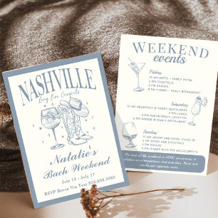 Nashville Bachelorette Rodeo Cocktail Itinerary Invitation