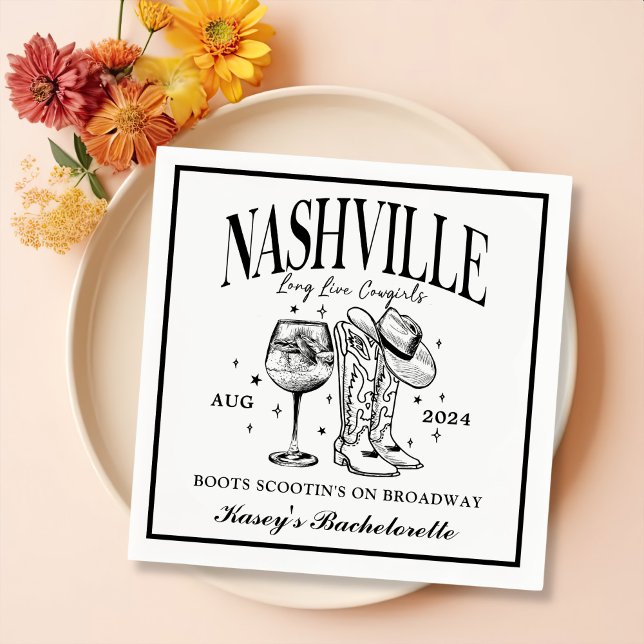 Nashville Bachelorette Rodeo Cocktail Napkin (Creator Uploaded)