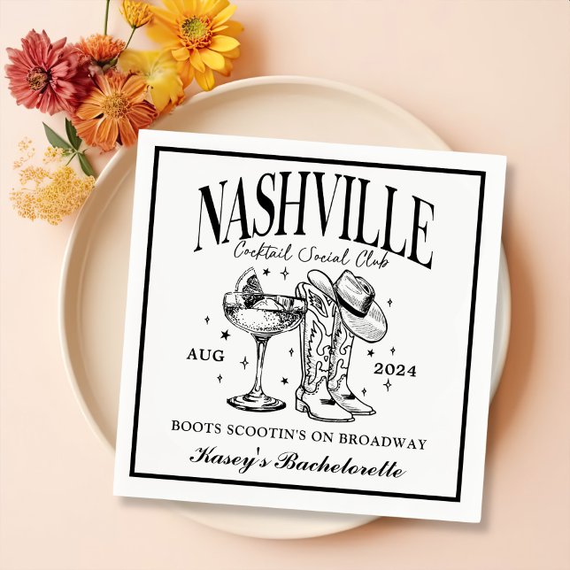 Nashville Bachelorette Rodeo Cocktail Napkin (Creator Uploaded)