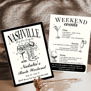 Nashville Bachelorette Social Cocktail Itinerary Invitation