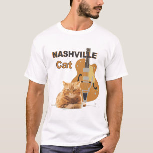 Nashville Cat Orange Guitar on light T-Shirt