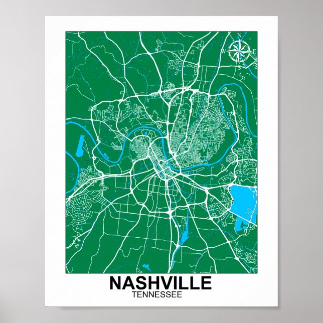 Nashville City Map Poster (Front)