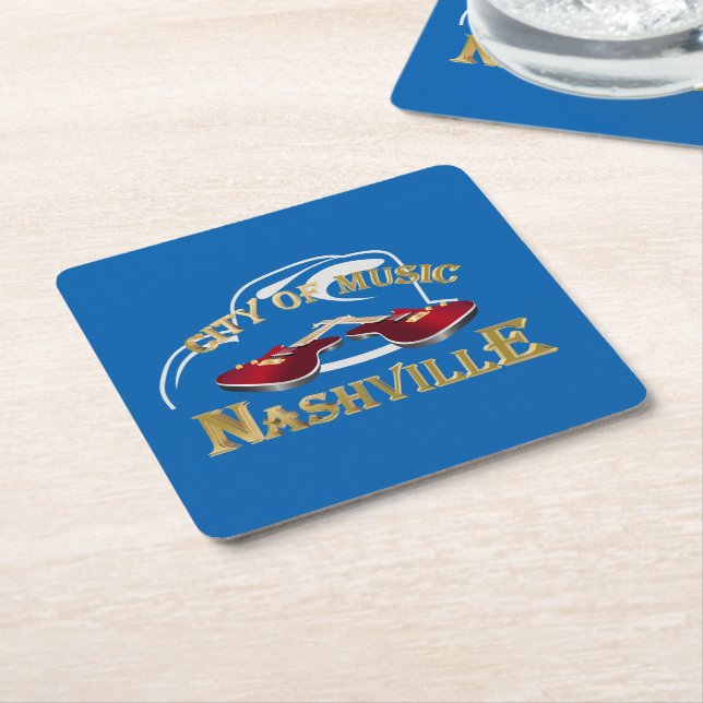 Nashville. City of music Square Paper Coaster (Angled)