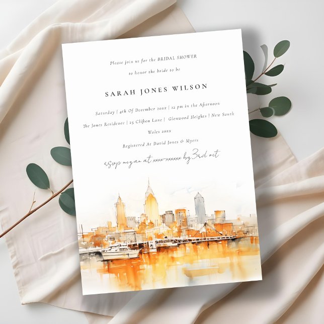 Nashville City Skyline Watercolor Bridal Shower Invitation (Creator Uploaded)