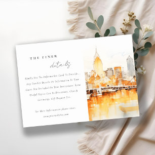 Nashville City Skyline Watercolor Wedding Details Enclosure Card