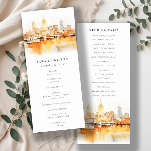 Nashville City Skyline Watercolor Wedding Program