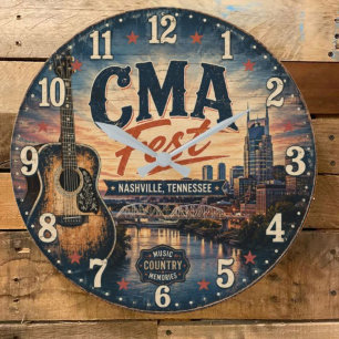 Nashville CMA Fest Country Music Tennessee Gift Large Clock