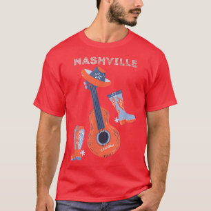 Nashville cowboy boots cowboy hat and guitar  T-Shirt