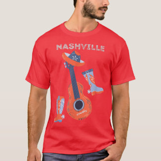 Nashville cowboy boots cowboy hat and guitar  T-Shirt